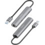 Aisens USB-A Docking Station con Ethernet Gigabit y 3 puertos USB-A, Gris